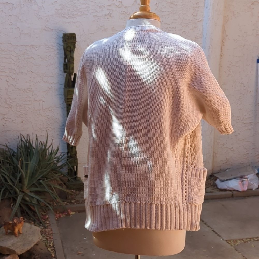 Guess Cream Open-Front Knit Cardigan with Pockets - Picture 8 of 8